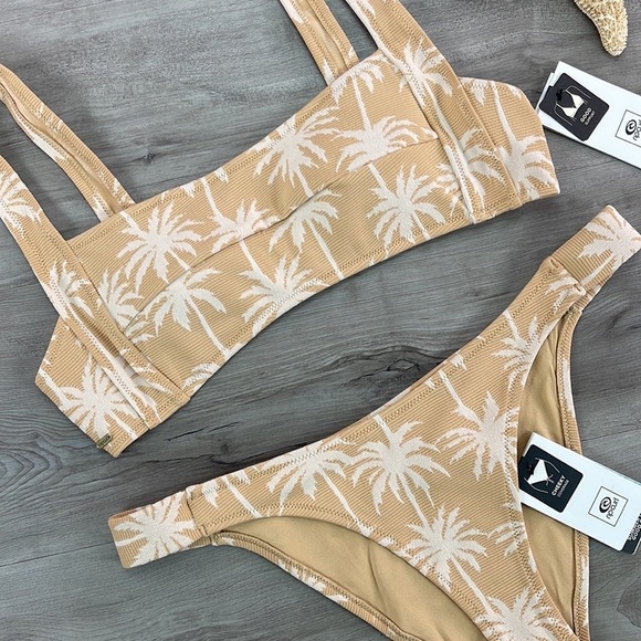 ☀️RIP CURL☀️ SURF PALMS CROP SURF PALMS BANDED CHEEKY BIKINI SET - Picture 5 of 16